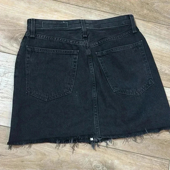 Rag & Bone Black Denim Mini Skirt - Size 26 - Picture 4 of 5